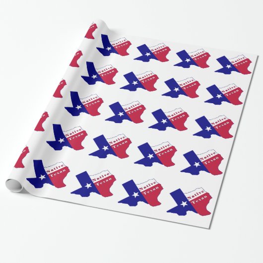 Native Texan Flag Map Cadeaupapier (Uitgerold)