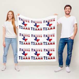 Native Texan Flag Map Fleece Deken