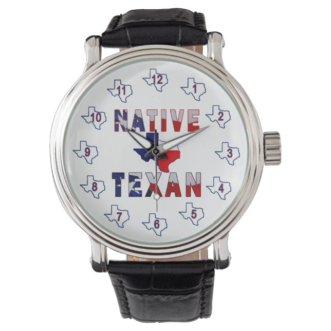 Native Texan Flag Map Horloge (Voorkant)