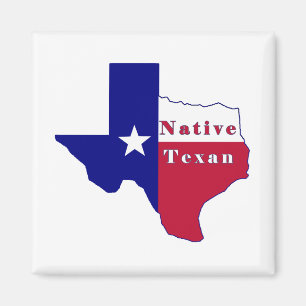 Native Texan Flag Map Magneet