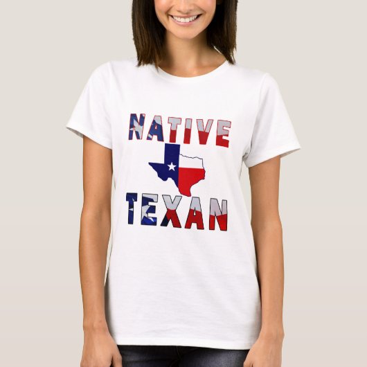 Native Texan Flag Map T-shirt (Voorkant)