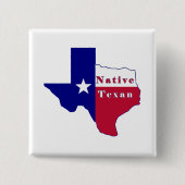 Native Texan Flag Map Vierkante Button 5,1 Cm (Voorkant)