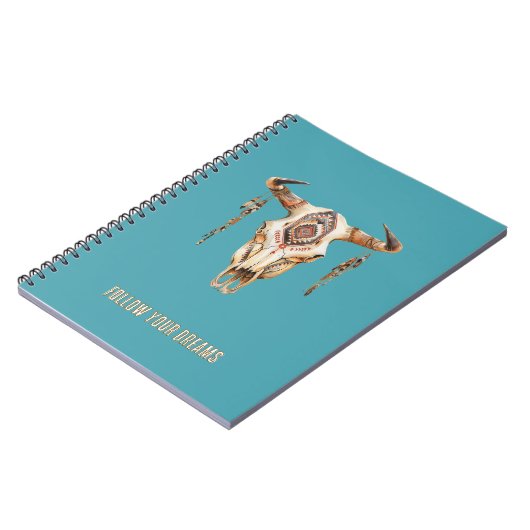 Native Tribal Bull Horns Skull Notitieboek (Linkerzijde)