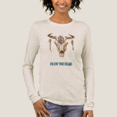 Native Tribal Bull Horns Skull Tri-Blend Shirt (Voorkant)