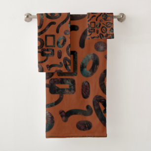 Native Tribal Happy Face Scratchboard Pattern Art Bad Handdoek