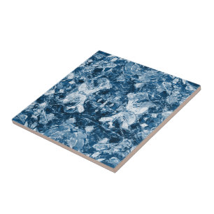 Native Tribal White Dark Classic Blue Boho Pattern Tegeltje