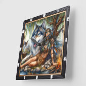 Native Twilight Tale: Gentle Watch Calm Vierkante Klok (Hoek)