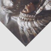 Native Woman & White Horse Headdress Decoupage Tissuepapier (Detail)