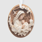 Nativité Marie et Bébé Jésus 3d Bois Look Blanc (devant)