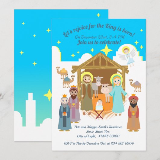 Nativité Scène Noël Fête Invitation (Devant / Derrière)