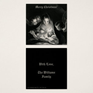 Nativiteit Baby Jesus Virgin Mary Angels Black Whi Vierkante Visitekaartjes