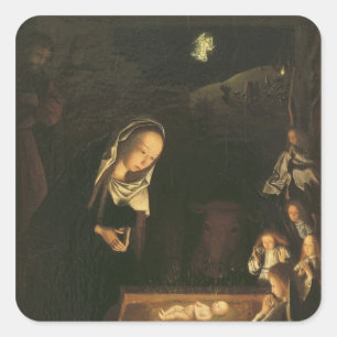 Nativiteit bij nacht vierkante sticker