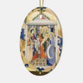 NATIVITEIT, BLAUW EN GOUD Gem steen Keramisch Ornament (Links)