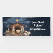 Nativiteit Christelijke kerst met pretkerst Spandoek (Horizontaal)