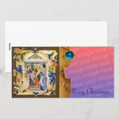 NATIVITEIT CHRISTMAS PARCHMENT Blue Gem Feestdagenkaart (Voorkant / Achterkant)