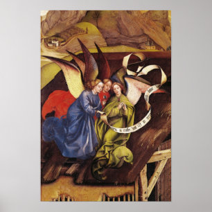 Nativiteit, detail van drie engelen, c.1425 poster