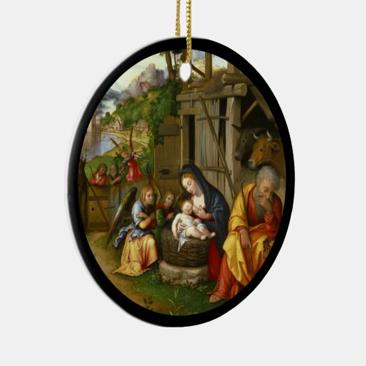 Nativiteit en Child Angels c1515 Keramisch Ornament (Rechts)