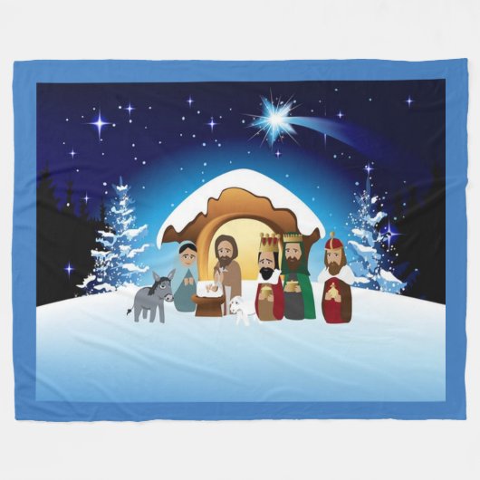 Nativiteit Fleece Blanket Deken (Voorkant (Horizontaal))