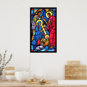 Nativiteit Glas in lood Kerstmis Poster (Keuken)