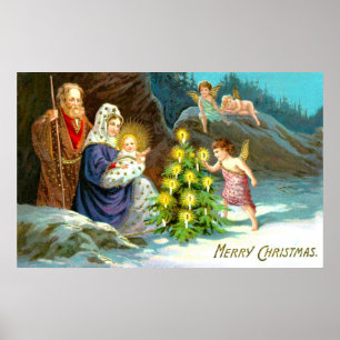 Nativiteit in de sneeuw poster