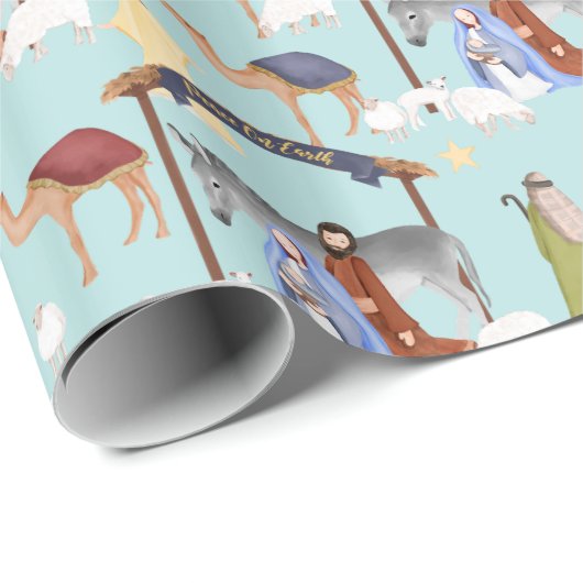 Nativiteit in lichtblauw cadeaupapier (Rol Hoek)