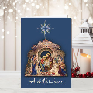 Nativiteit Jezus is geboren personaliseer handteke Kaart