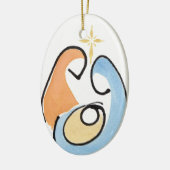 Nativiteit kerstversiering keramisch ornament (Links)