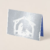 Nativiteit Lux Blue en Silver Kerstmis Folie Kaarten (Voorkant)