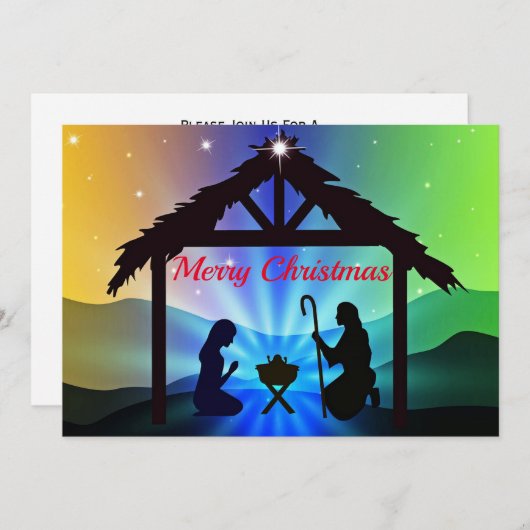 Nativiteit Manger-kerstgrafisch Kaart (Voorkant / Achterkant)