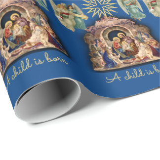 Nativiteit met Angels Kerstmis Baby Jesus Quality Cadeaupapier
