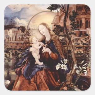 NATIVITEIT MET WITTE LEVENS - MAGISCH VAN CHRISTMA VIERKANTE STICKER