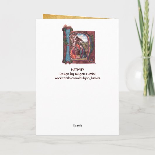 NATIVITEIT MONOGRAM CHRISTMAS PARCHCHCHMENT FEESTDAGEN KAART (Achterkant)