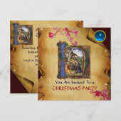NATIVITEIT MONOGRAM CHRISTMAS PARCHMENT Blue Gem I Kaart (Voorkant / Achterkant)