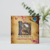 NATIVITEIT MONOGRAM CHRISTMAS PARCHMENT Blue Gem I Kaart (Staand voorkant)