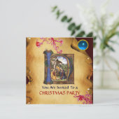 NATIVITEIT MONOGRAM CHRISTMAS PARCHMENT Blue Gem Kaart (Staand voorkant)