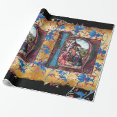 NATIVITEIT MONOGRAM FLORAAL CHRISTMAS PARCHCHMENT CADEAUPAPIER (Uitgerold)