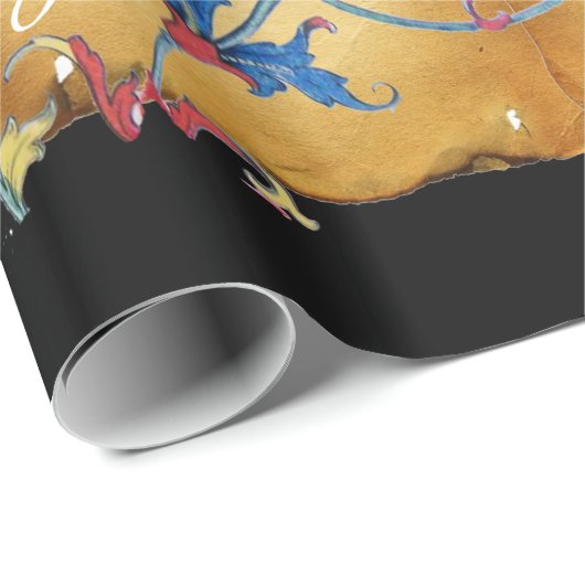 NATIVITEIT MONOGRAM FLORAAL CHRISTMAS PARCHCHMENT CADEAUPAPIER (Rol Hoek)