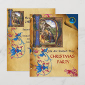 NATIVITEIT MONOGRAM FLORAAL CHRISTMAS PARCHCHMENT KAART (Voorkant / Achterkant)