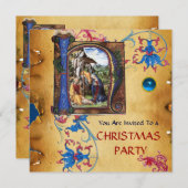 NATIVITEIT MONOGRAM FLORAAL CHRISTMAS PARCHCHMENT KAART (Voorkant / Achterkant)