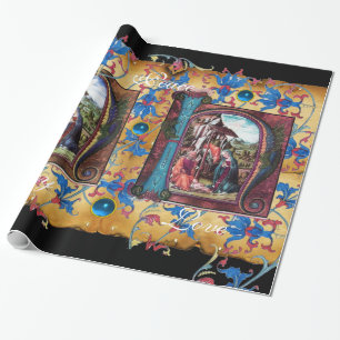 NATIVITEIT MONOGRAM FLORAL CHRISTMAS PARCHCHMENT CADEAUPAPIER