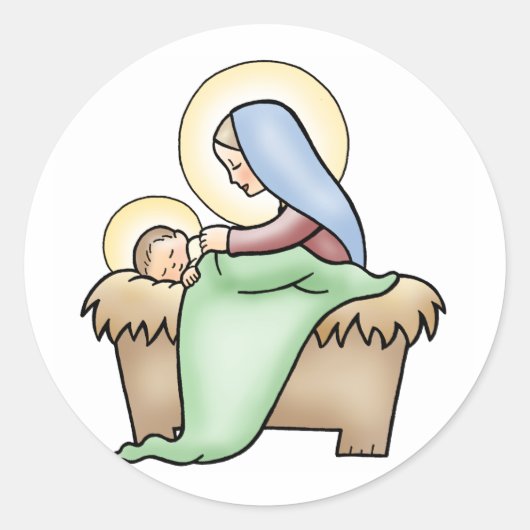 Nativiteit Ronde Sticker (Voorkant)