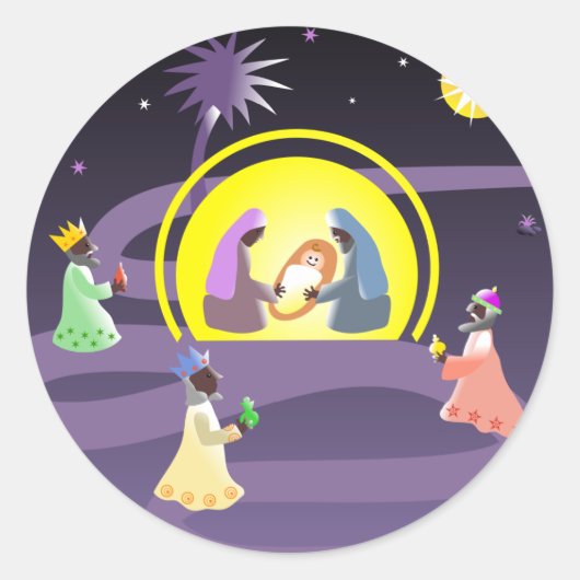Nativiteit Ronde Sticker (Voorkant)