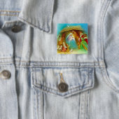 Nativiteit-scènecadeautjes voor kerstmis vierkante button 5,1 cm (In situ)