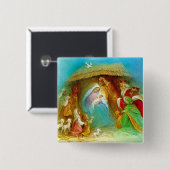 Nativiteit-scènecadeautjes voor kerstmis vierkante button 5,1 cm (Voorkant /achterkant)