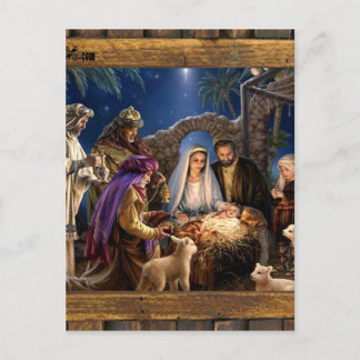 NATIVITEIT VAN DE JESUSCHRIST WOOD LIJST 03CUSTOMI BRIEFKAART