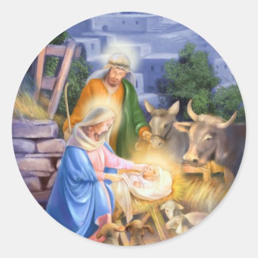 Nativiteit van Jezus Ronde Sticker (Voorkant)