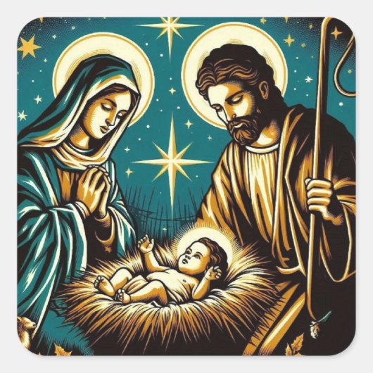 Nativiteit Vierkante Sticker (Voorkant)