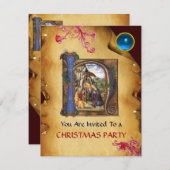 NATIVITEIT XMAS PARCHMENT Blue Sapphire Monogram Kaart (Voorkant / Achterkant)