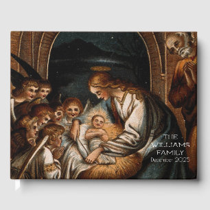 Nativiteitscène Mary Baby Jesus Angels Wieg Gastenboek