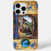 NATIVITEITSCHRISTMAS PARCHMENT BLUE GEM MONOGRAM Case-Mate iPhone CASE (Achterkant)